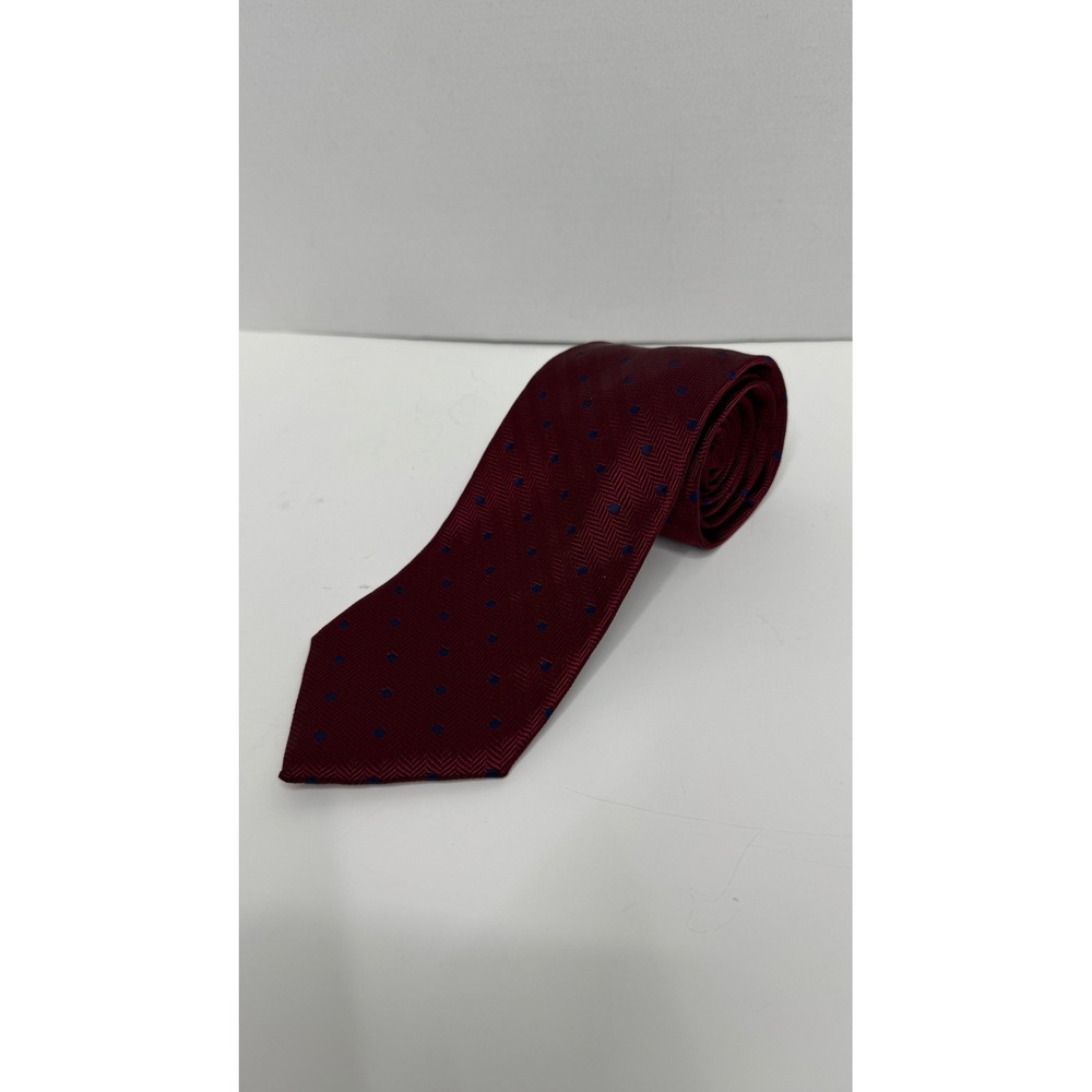 Brooks Brothers Makers Silk Tie Burgundy Herringbone Navy Polka Dot USA Made